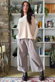 Bennie Quirky Barrel Pant Mocha Pin Stripe